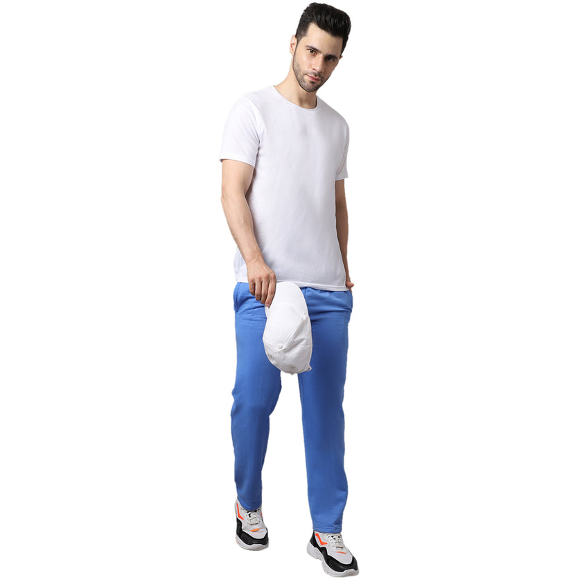 Vimal Jonney Fleece Regular-Fit Sky Blue Trackpant for Men