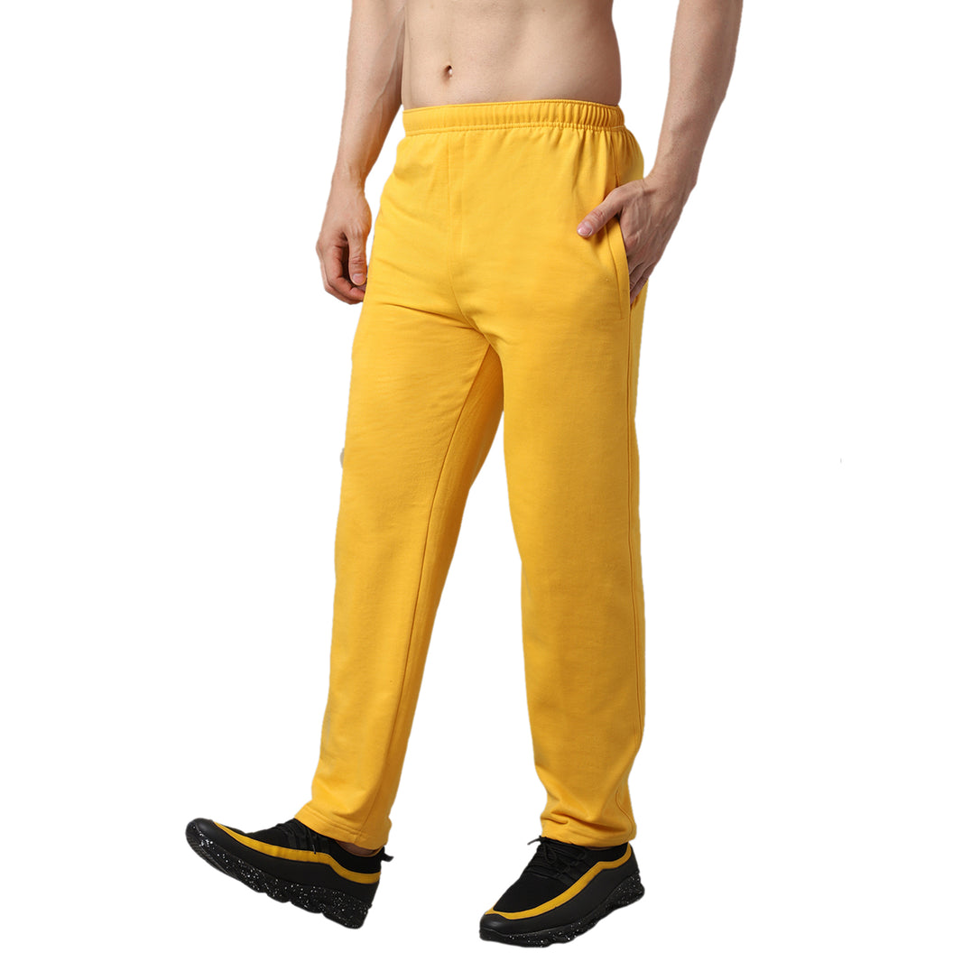 Vimal Jonney Fleece Regular-Fit Yellow Cotton Trackpant for Men