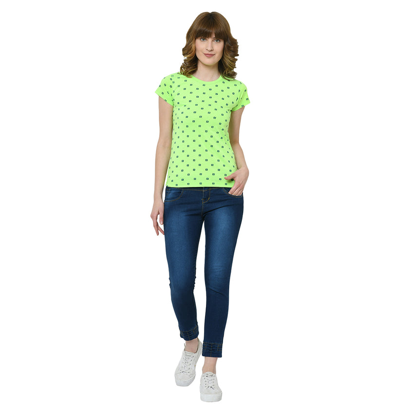 Vimal Jonney Green Half Sleeve T-shirt For Women's