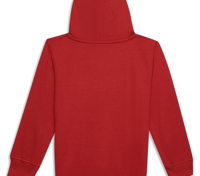 Vimal Jonney Maroon Printed Hooded Cotton Fleece Tracksuit Co-ord Set for Kids