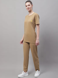 Vimal Jonney Mud Cotton Solid Co-ord Set Tracksuit For Women