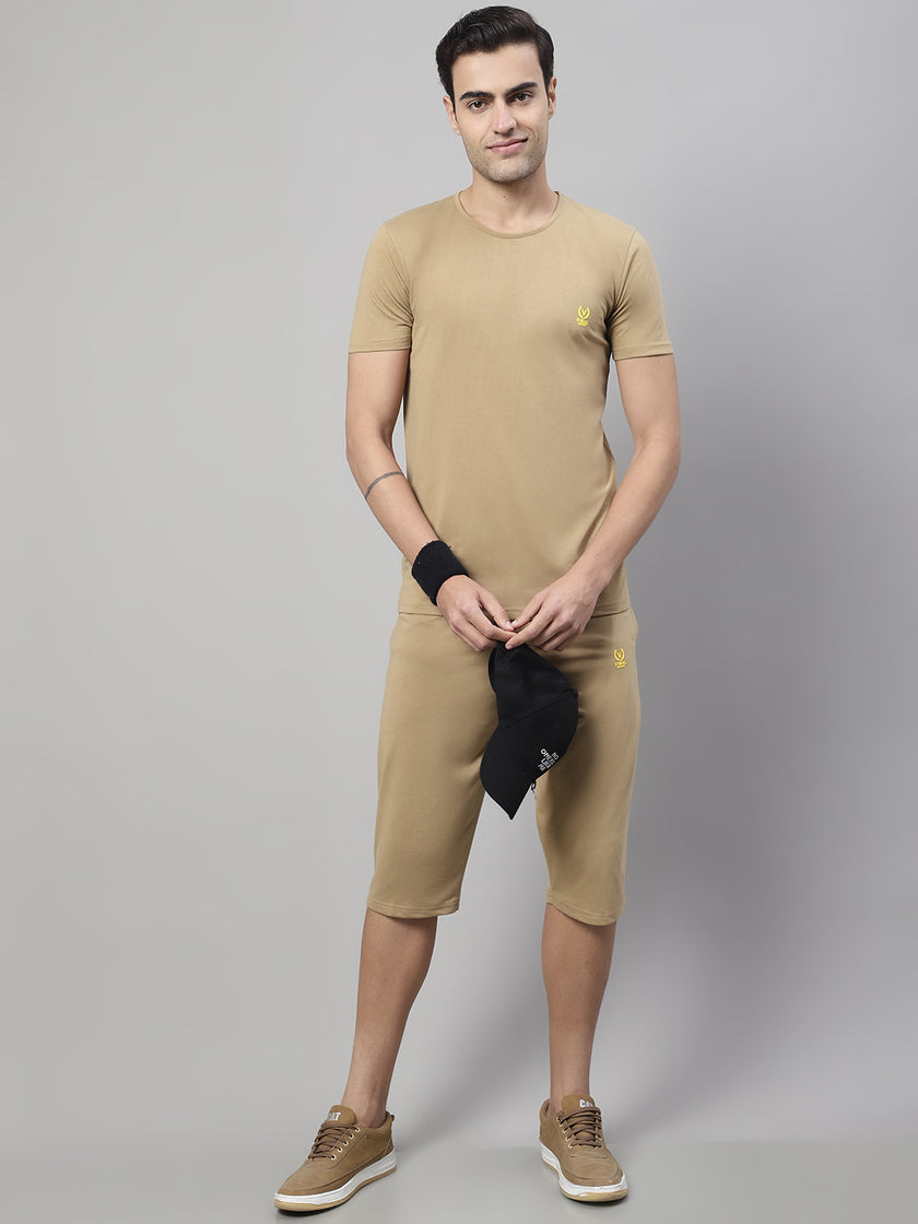 Vimal Jonney Mud Cotton Solid Co-ord Set Tracksuit For Men(Zip On 1 Side Pocket)