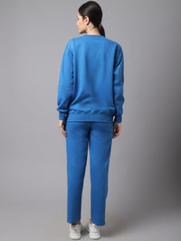 Vimal Jonney Fleece Printed Blue Tracksuit for Women