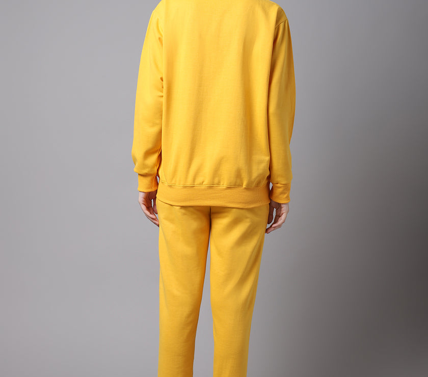 Vimal Jonney Fleece Printed Yellow Tracksuit for Women