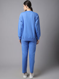 Vimal Jonney Fleece Printed Sky Blue Tracksuit for Women