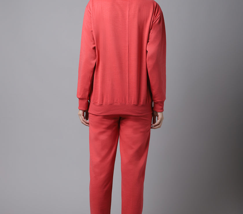 Vimal Jonney Fleece Printed Pink Tracksuit for Women
