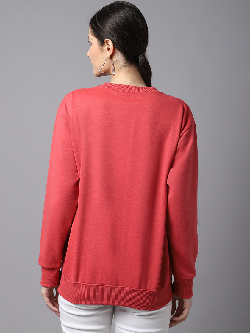 Vimal Jonney Fleece Round Neck Printed Sweatshirt For Women