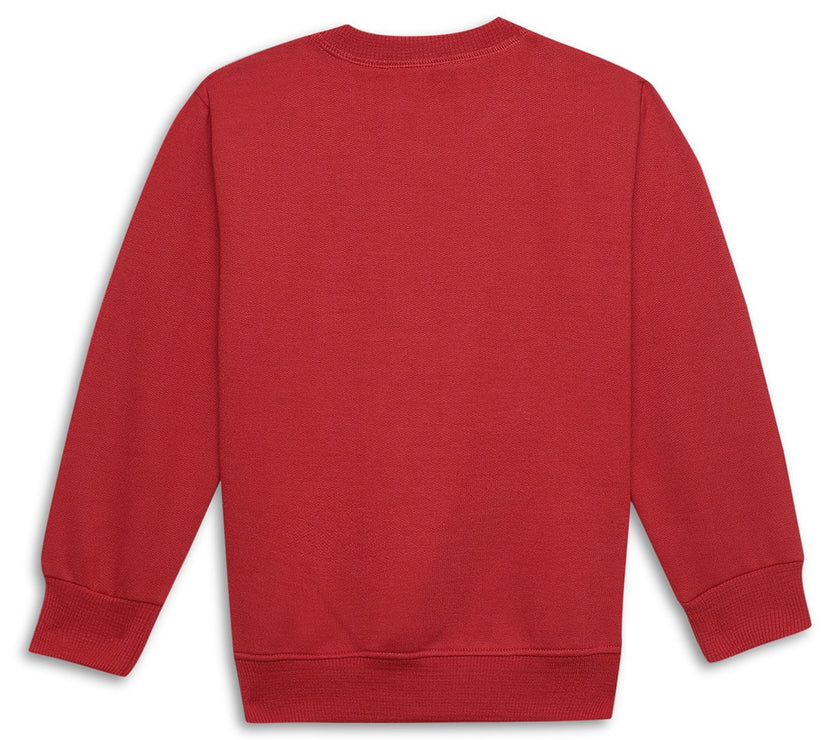 Vimal Jonney Maroon Printed Round Neck Cotton Fleece Sweatshirt for Kids