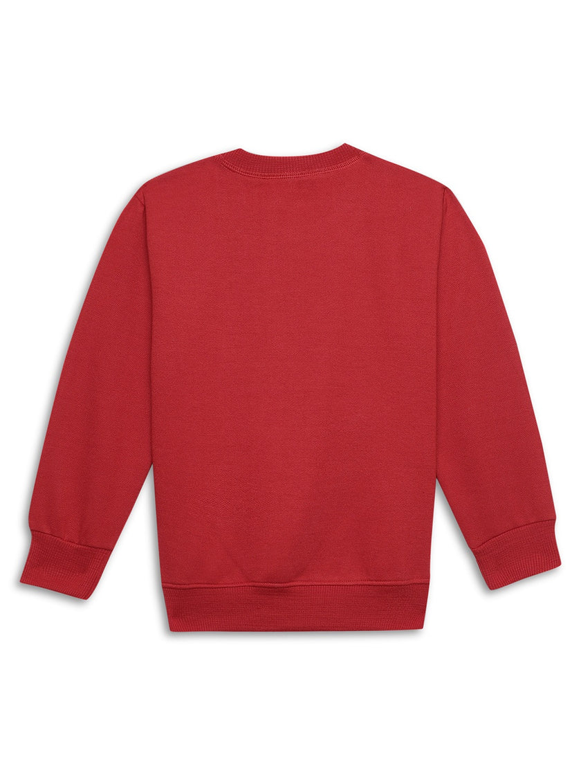 Vimal Jonney Maroon Printed Round Neck Cotton Fleece Sweatshirt for Kids