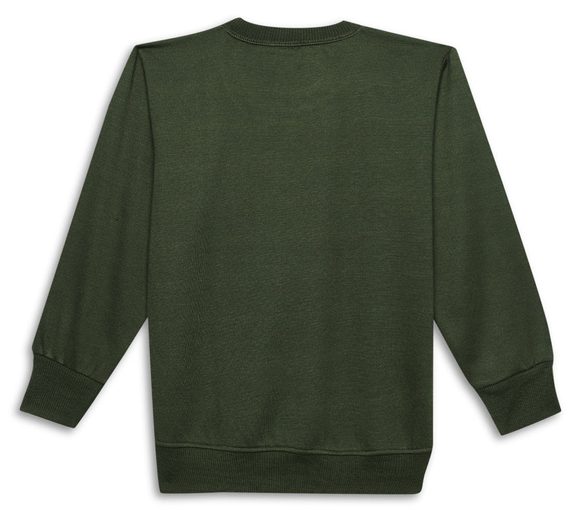 Vimal Jonney Olive Printed Round Neck Cotton Fleece Sweatshirt for Kids