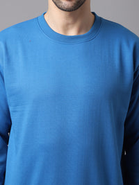 Vimal Jonney Fleece Round Neck Blue Sweatshirt for Men