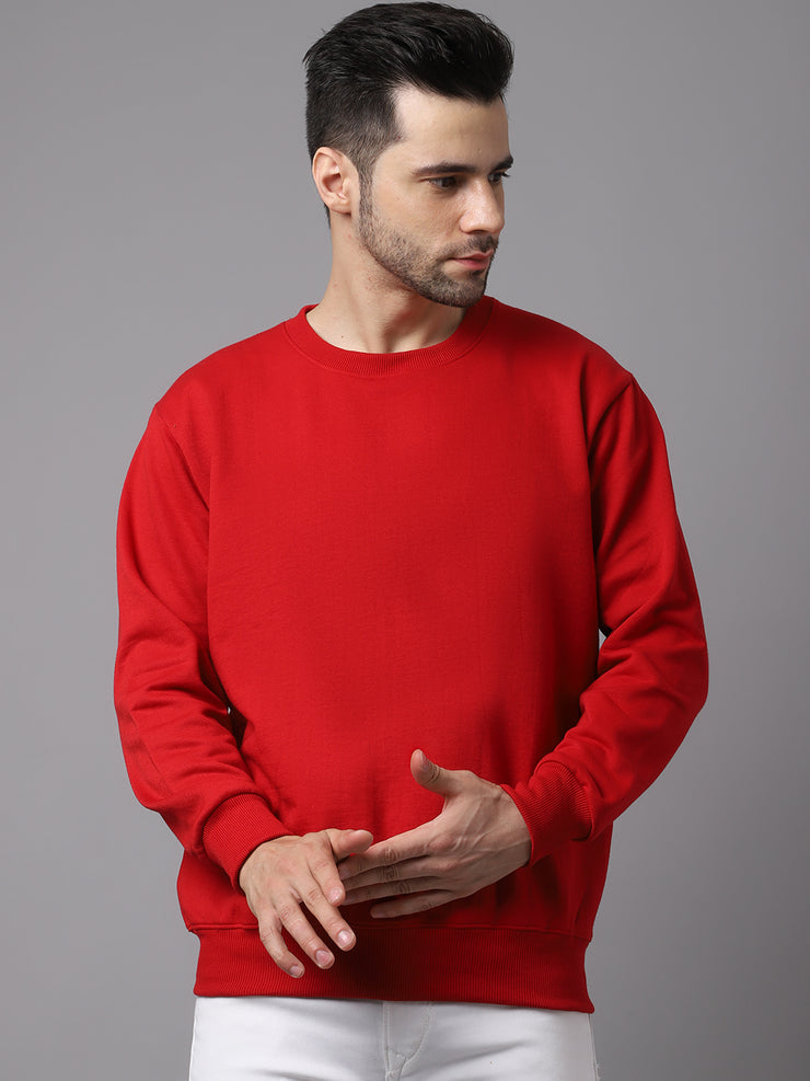 Vimal Jonney Fleece Round Neck Maroon Sweatshirt for Men