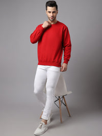 Vimal Jonney Fleece Round Neck Maroon Sweatshirt for Men