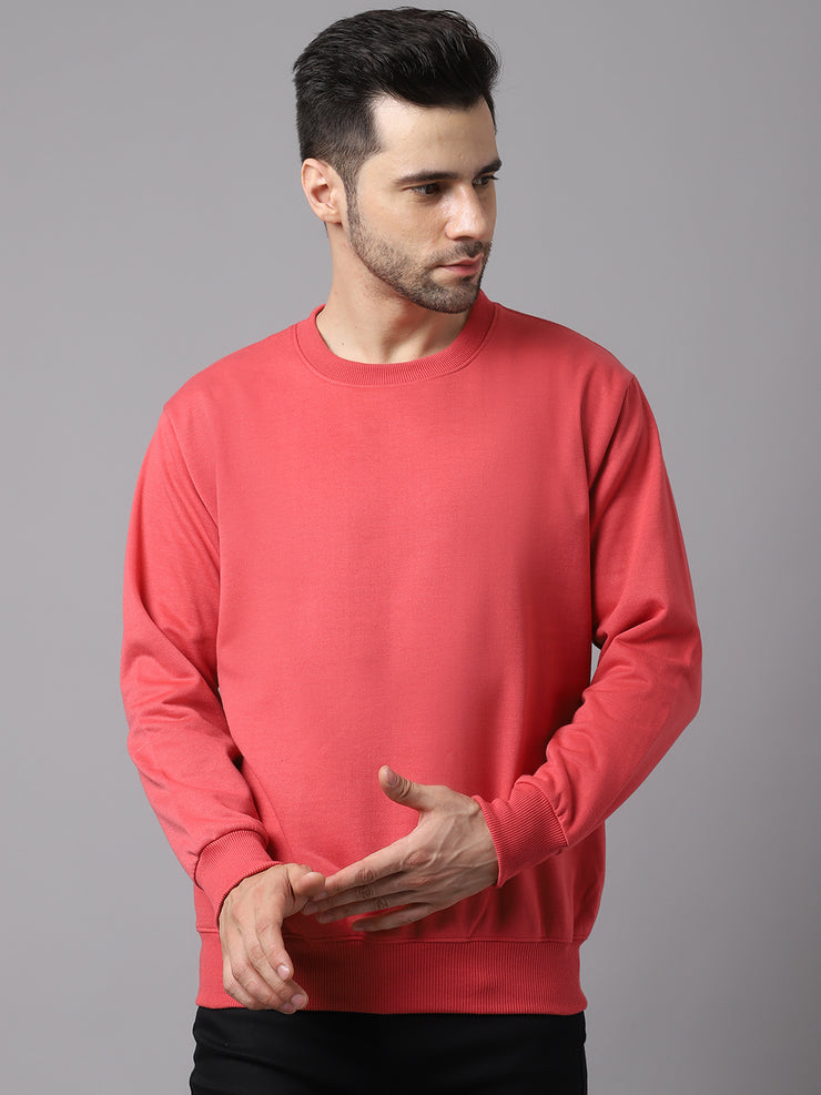 Vimal Jonney Fleece Round Neck Pink Sweatshirt for Men