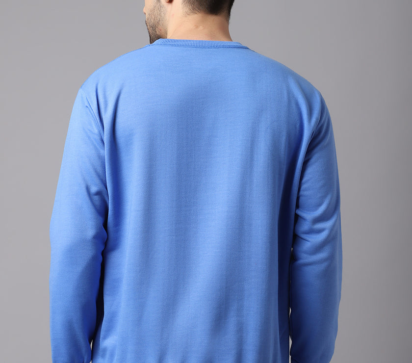 Vimal Jonney Fleece Round Neck Sky Blue Sweatshirt for Men