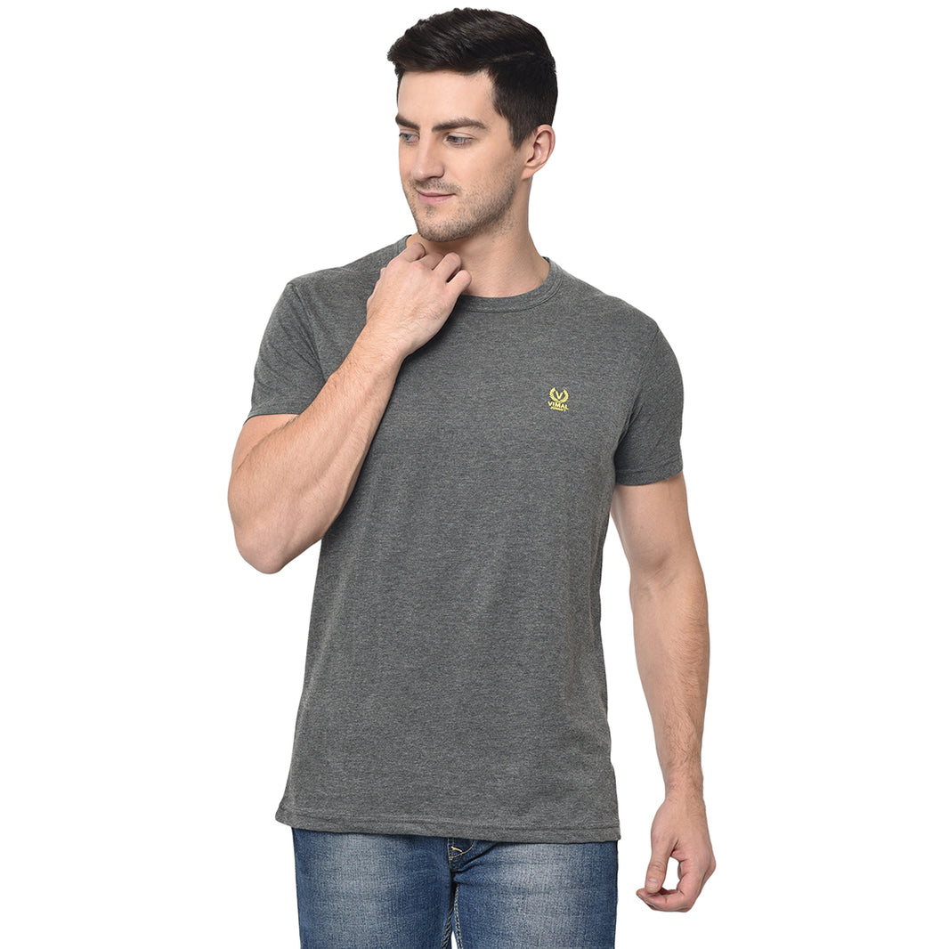 Vimal Jonney Round Neck Grey T-shirt For Men's