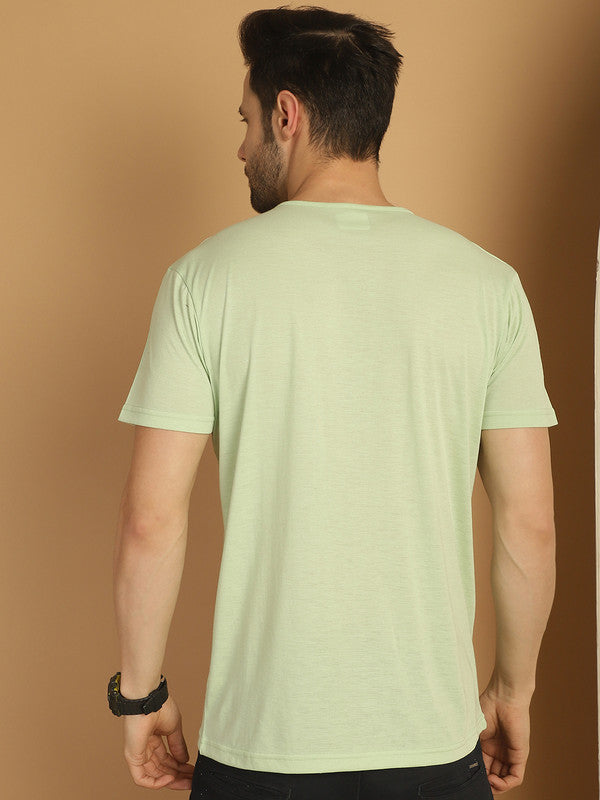 Vimal Jonney Printed Green Round Neck Cotton Half sleeves Tshirt For Men