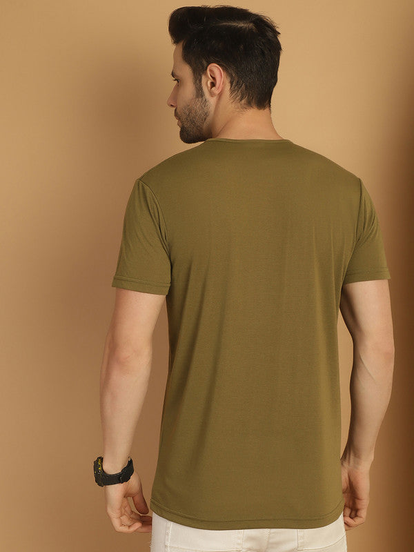 Vimal Jonney Printed Green Round Neck Cotton Half sleeves Tshirt For Men