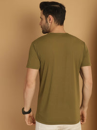 Vimal Jonney Printed Green Round Neck Cotton Half sleeves Tshirt For Men