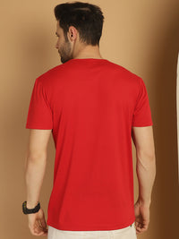 Vimal Jonney Red Logo Printed Round Neck Cotton Half sleeves Tshirt For Men