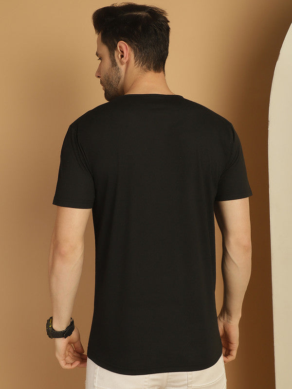 Vimal Jonney Printed Black Round Neck Cotton Half sleeves Tshirt For Men