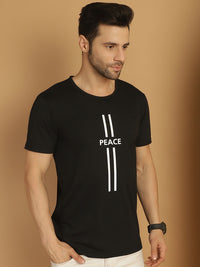 Vimal Jonney Printed Black Round Neck Cotton Half sleeves Tshirt For Men