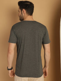 Vimal Jonney Printed Grey Round Neck Cotton Half sleeves Tshirt For Men