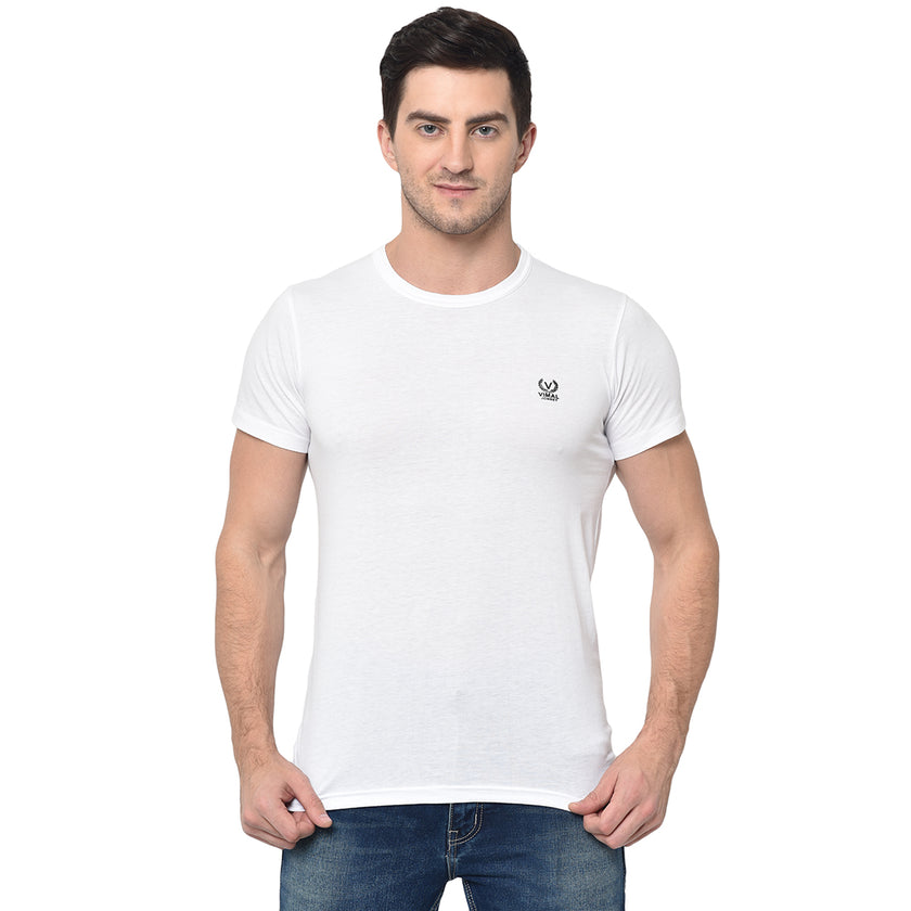 Vimal Jonney Round Neck white T-shirt For Men's