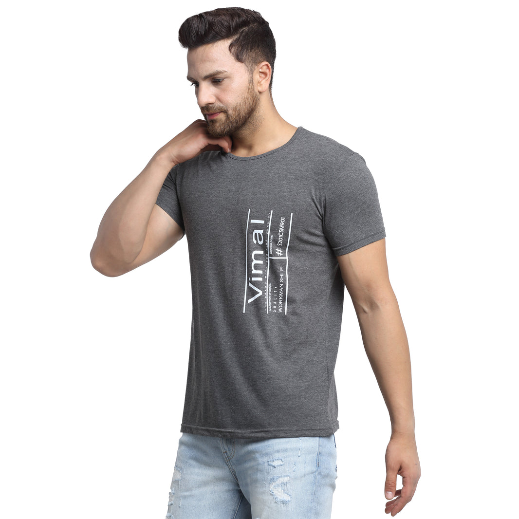 Vimal Jonney Round Neck Grey T-shirt For Men's - Vimal Clothing store