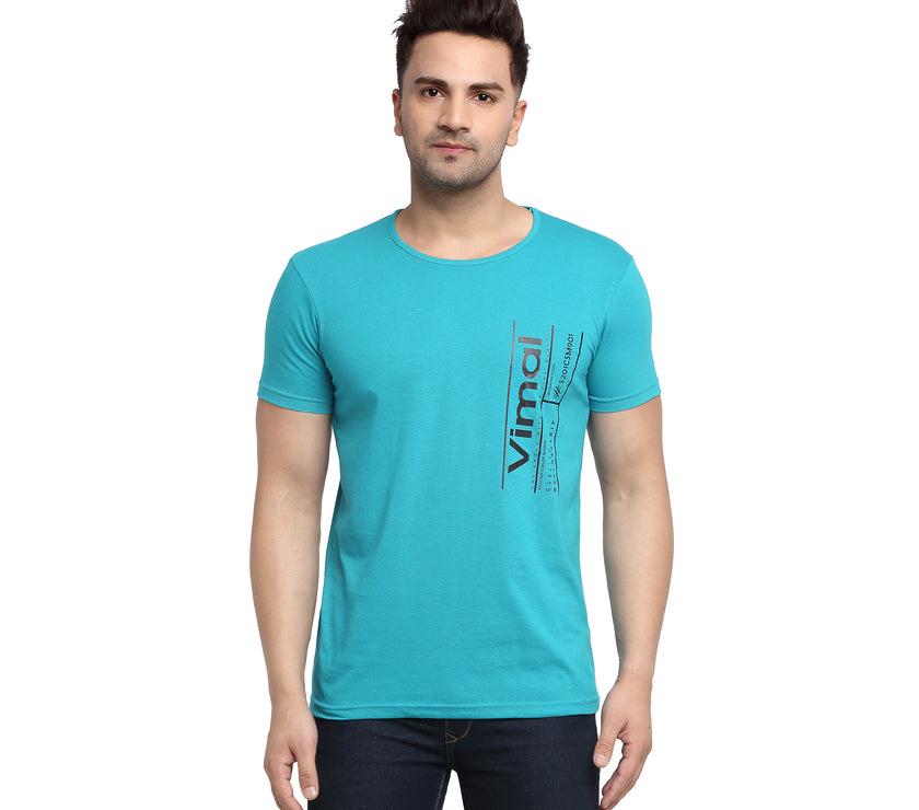 Vimal Jonney Regular Fit Round Neck Light Green T-shirt For Men's - Vimal Clothing store