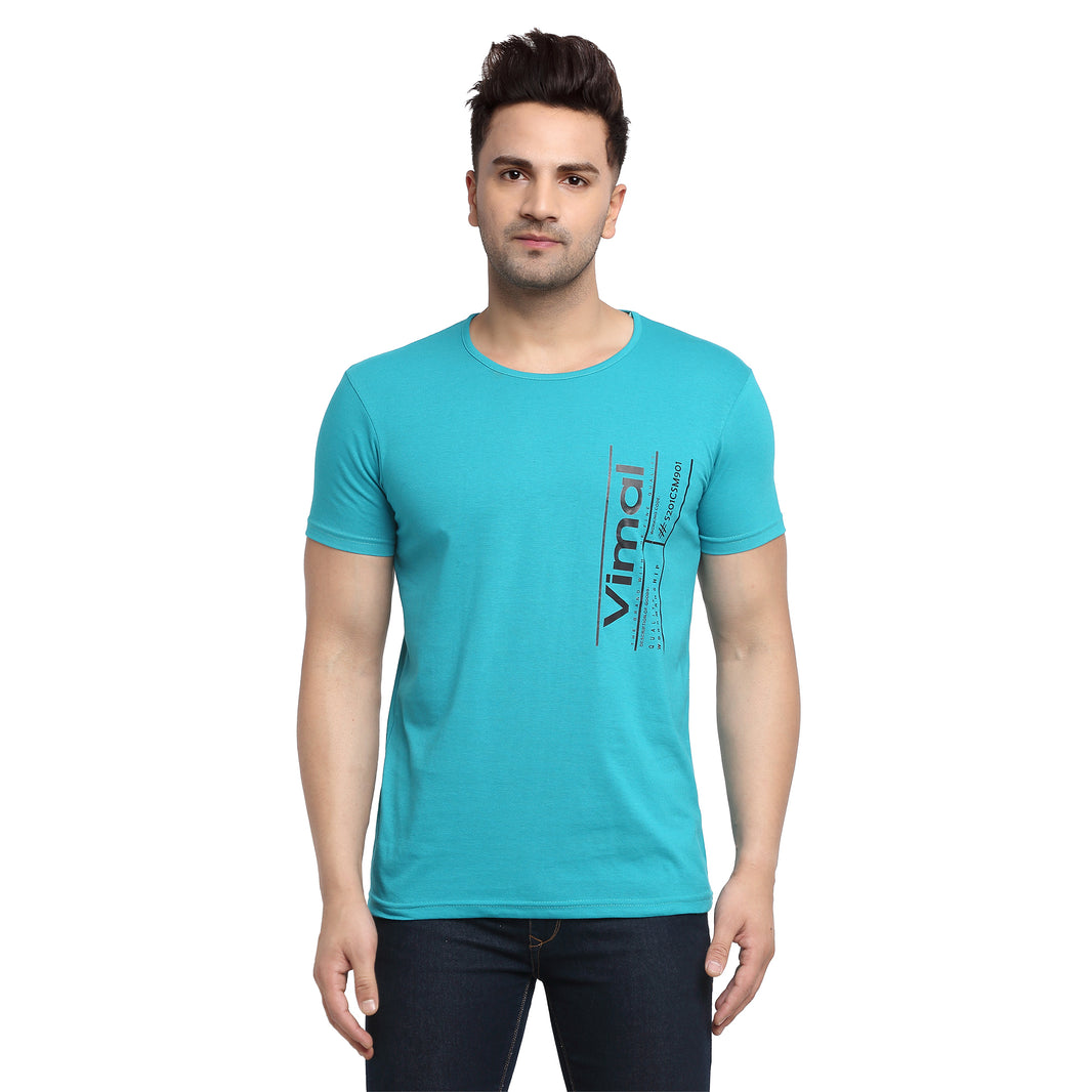 Vimal Jonney Regular Fit Round Neck Light Green T-shirt For Men's - Vimal Clothing store