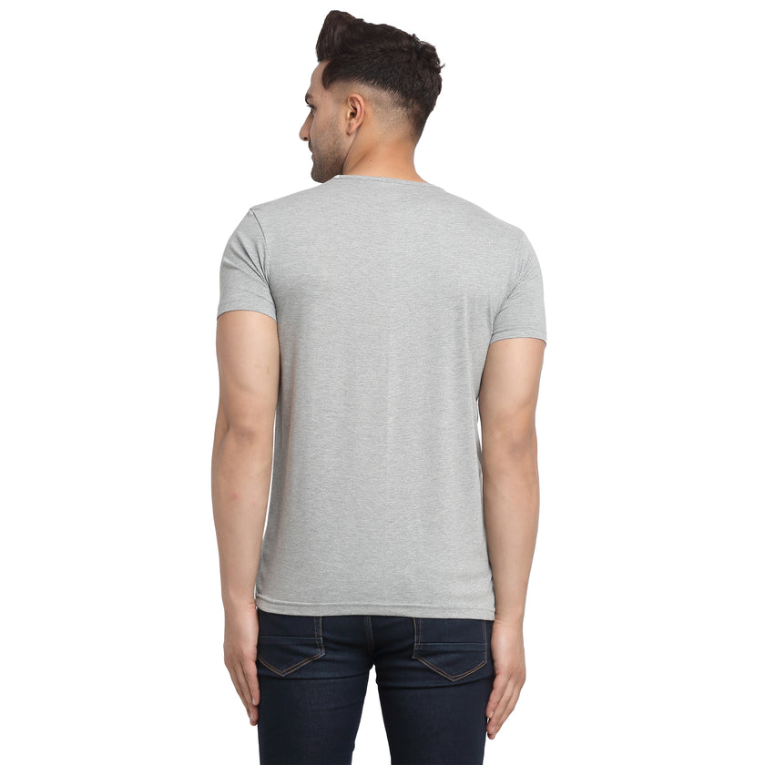 Vimal Jonney Regular Fit Round Neck Silver T-shirt For Men's - Vimal Clothing store