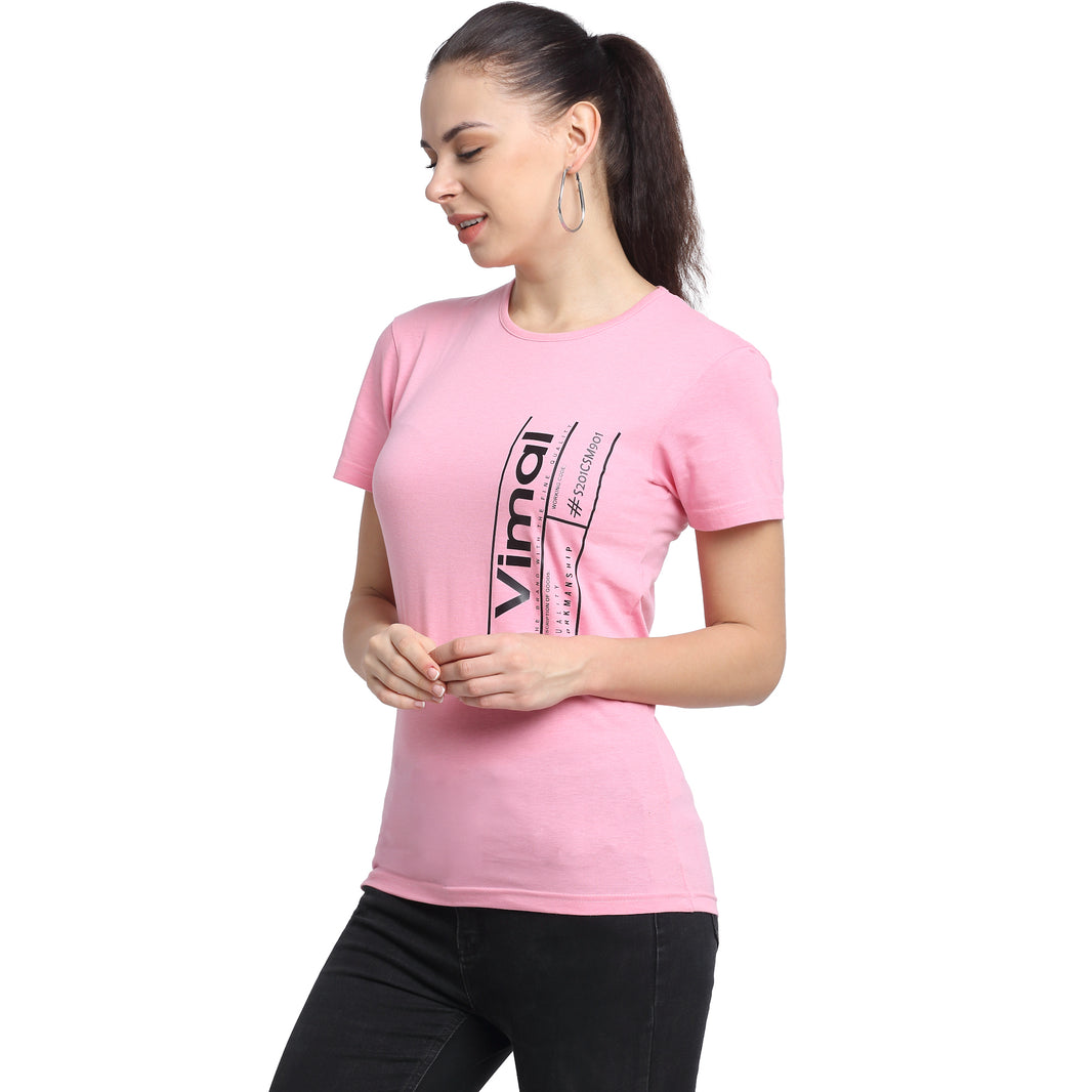 Vimal Jonney Pink Half Sleeve T-shirt For Women's