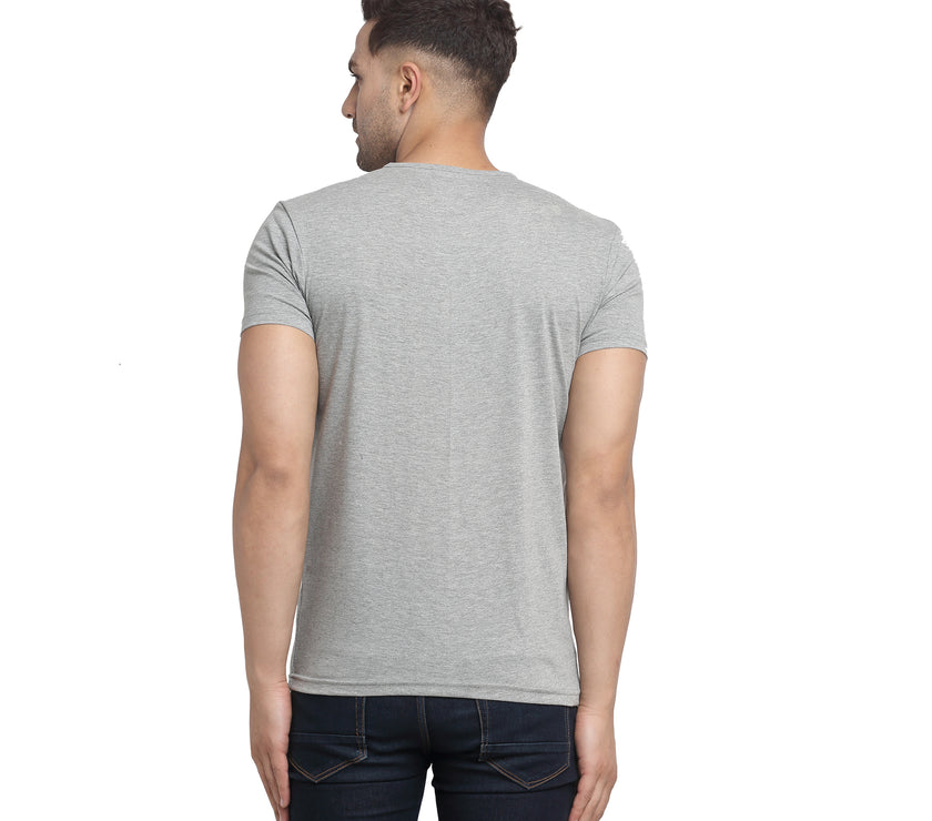 Vimal Jonney Regular Fit Round Neck Silver T-shirt For Men's - Vimal Clothing store