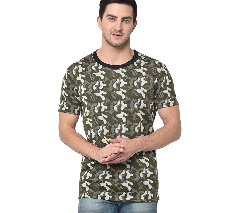 Vimal Jonney Round Neck Green T-shirt For Men's
