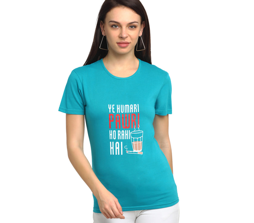 Vimal Jonney Turquoise Half Sleeve T-shirt For Women's