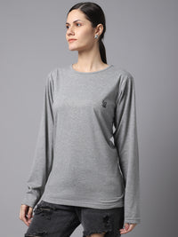 Vimal Jonney Cotton Grey melange FullSleeve T-Shirt For Women