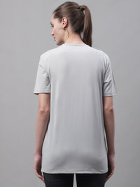 Vimal Jonney Round Neck Cotton Solid Light Grey T-Shirt for Women