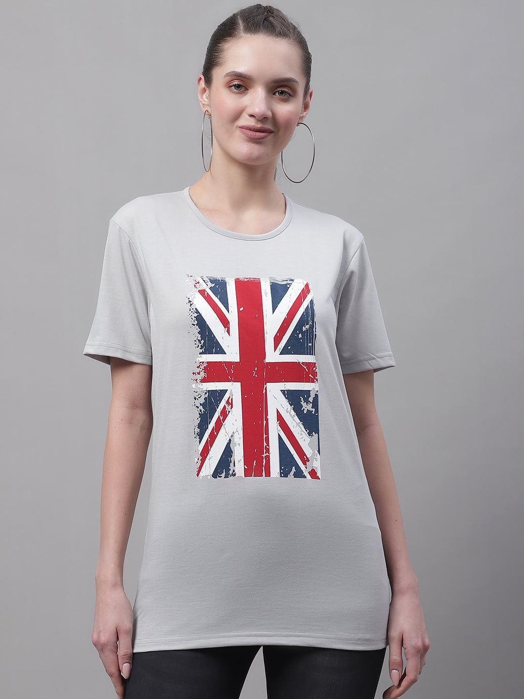 Buy Elegant Cotton Grey Love Billi Print T-Shirt For Women Online In India  At Discounted Prices