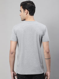 Vimal Jonney Round Neck Cotton Printed Grey Melange T-Shirt for Men