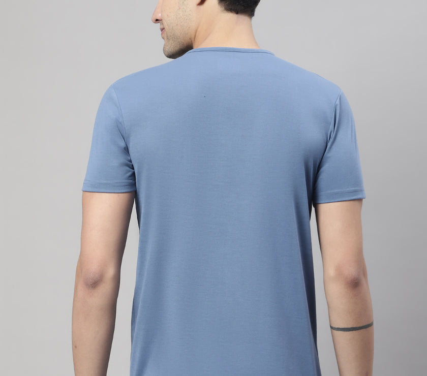 Vimal Jonney Round Neck Cotton Printed Dark Grey T-Shirt for Men