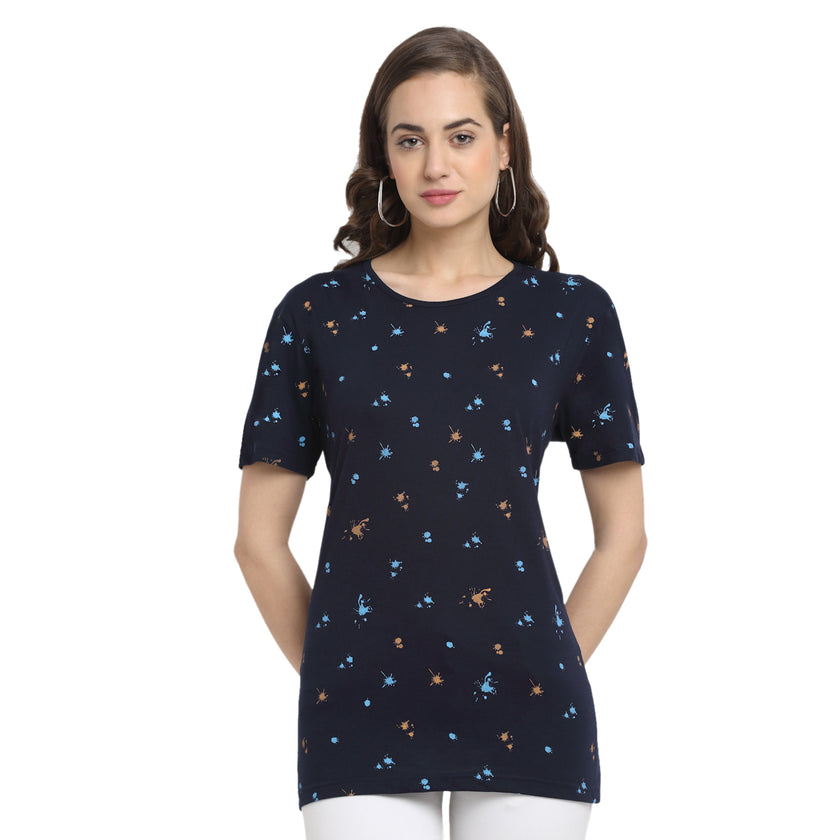 Vimal Jonney Blue Half Sleeve T-shirt For Women's