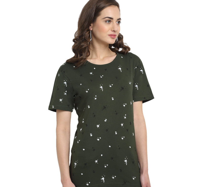 Vimal Jonney Olive Half Sleeve T-shirt For Women's