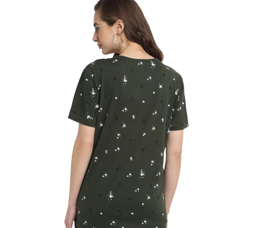 Vimal Jonney Olive Half Sleeve T-shirt For Women's