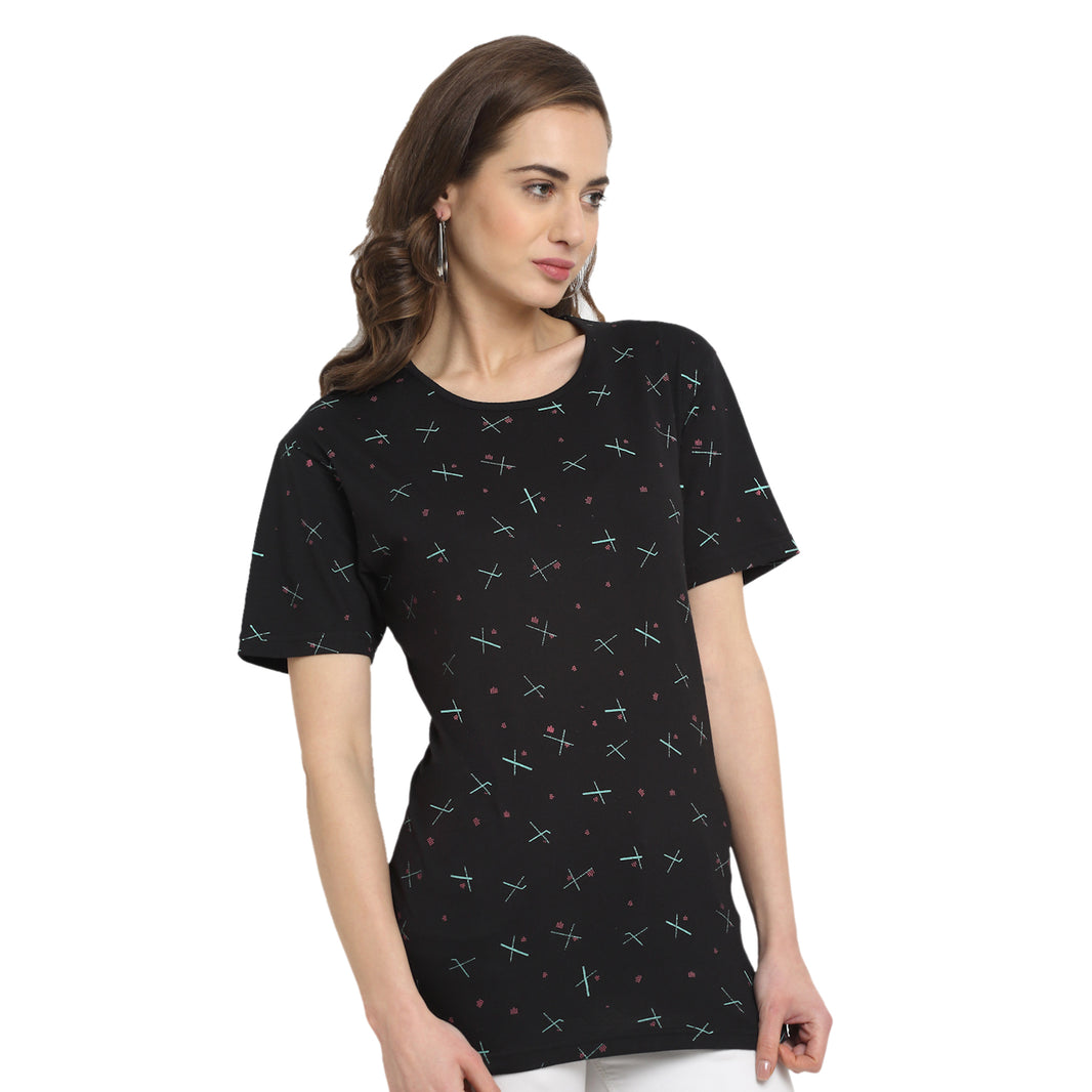 Vimal Jonney Black Half Sleeve T-shirt For Women's