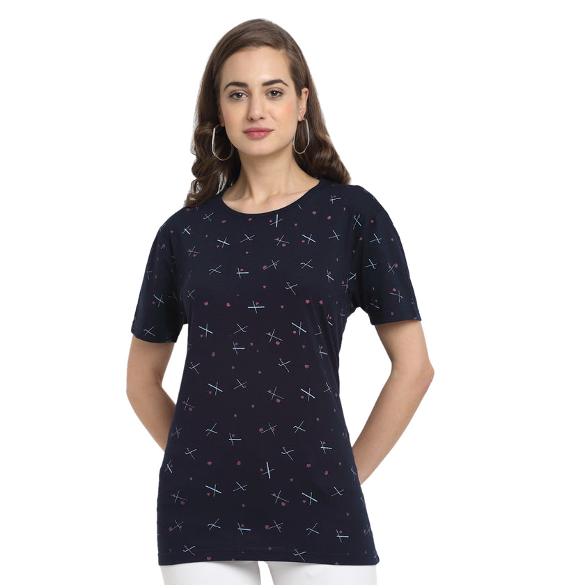 Vimal Jonney Blue Half Sleeve T-shirt For Women's