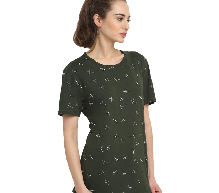 Vimal Jonney Olive Half Sleeve T-shirt For Women's