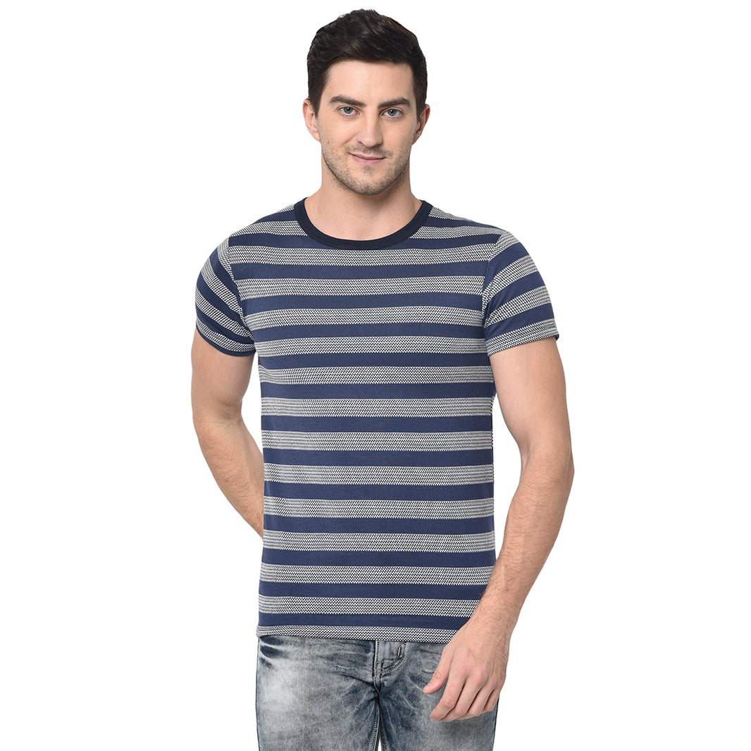 Vimal Jonney Round Neck Dark Blue T-shirt For Men's