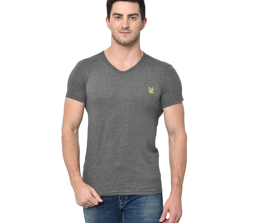 Vimal Jonney Round Neck Grey T-shirt For Men's