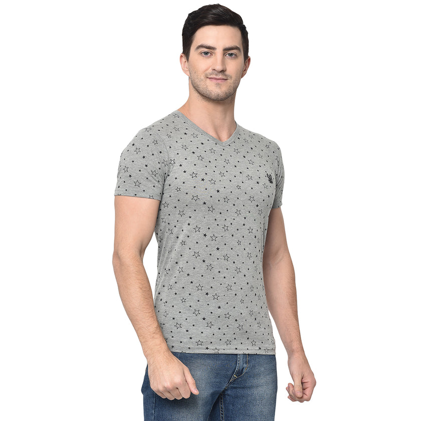 Vimal Jonney Round Neck Grey T-shirt For Men's